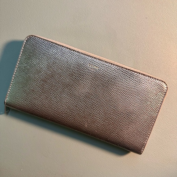 Auth Celine Silver Zippy Wallet - Picture 3 of 4